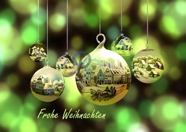 202- Weihnachtskarte Kugeln grün