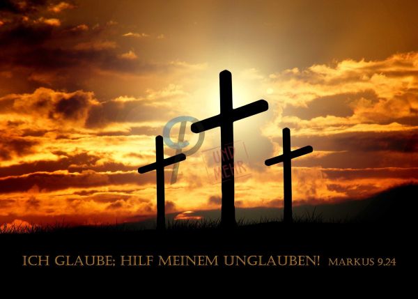 744 - Jahreslosung 2020 - Kreuzsilhouetten orange