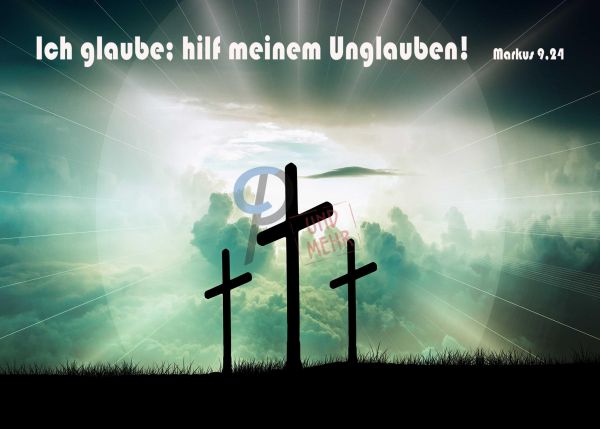 743 - Jahreslosung 2020 - Kreuzsilhouetten blau-grün