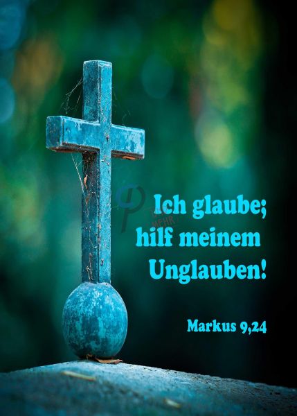 753 - Jahreslosung 2020 - Metallkreuz bläulich